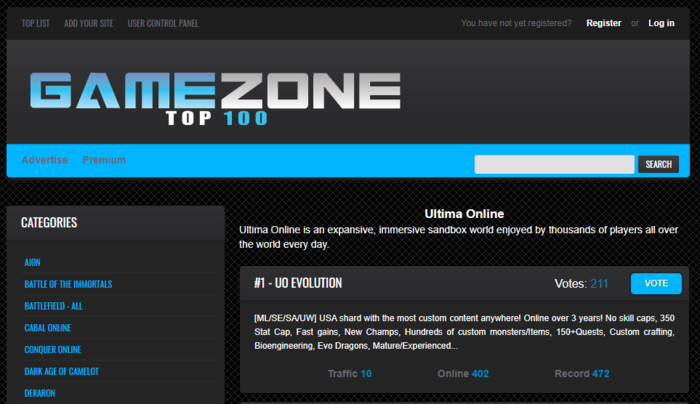 Gamezone UO Toplist